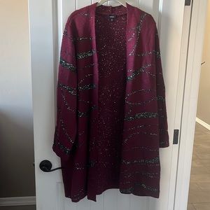 Maroon and black sequin open cardigan